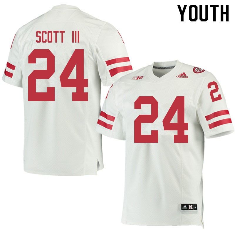 Youth #24 Marvin Scott III Nebraska Cornhuskers College Football Jerseys Sale-White - Click Image to Close